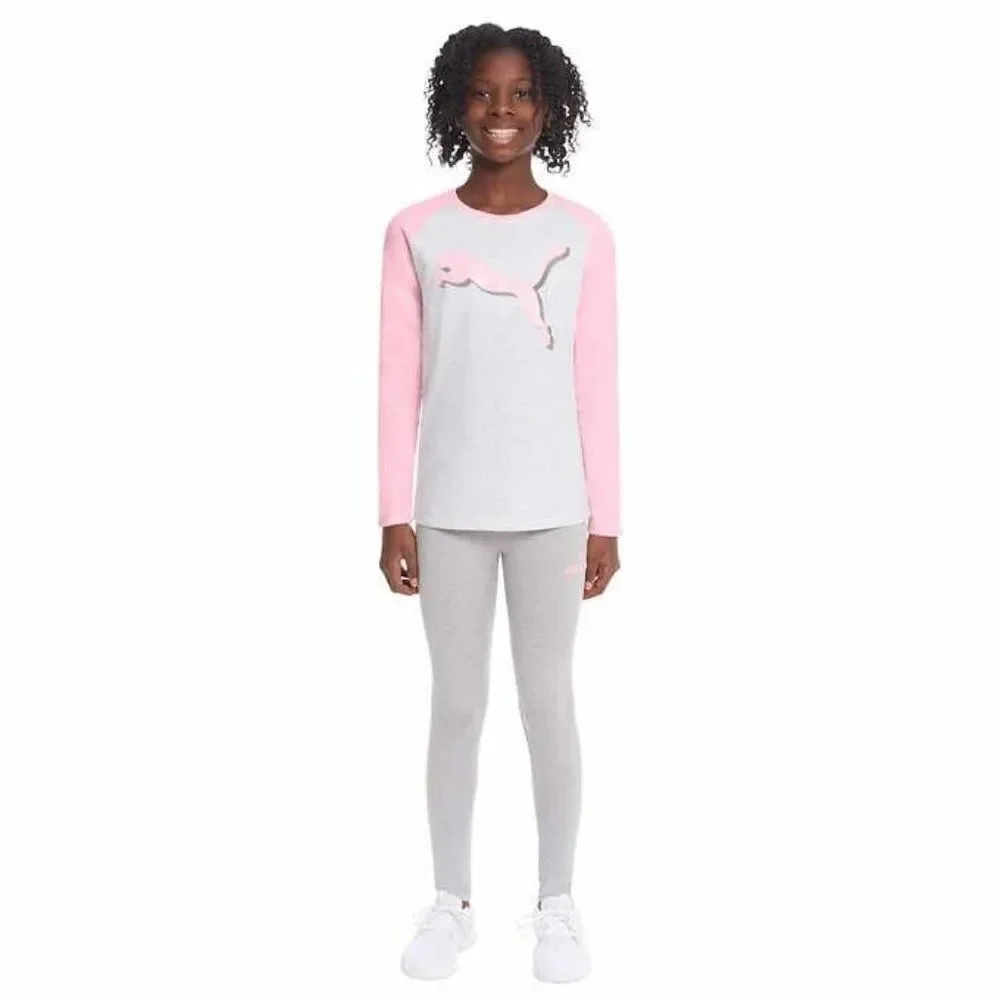 PUMA 3pc Girl's Set: Vest, Shirt & Leggings ~ Pink White Gray X-Smallโ 5/6 NWT - Picture 3 of 8